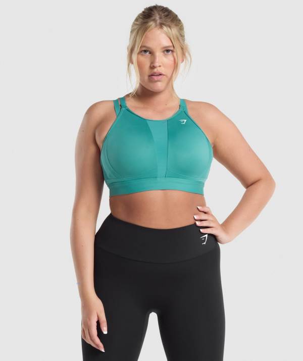 Damske Športové Podprsenky Gymshark Mesh Neckline Tyrkysové | LM2413089